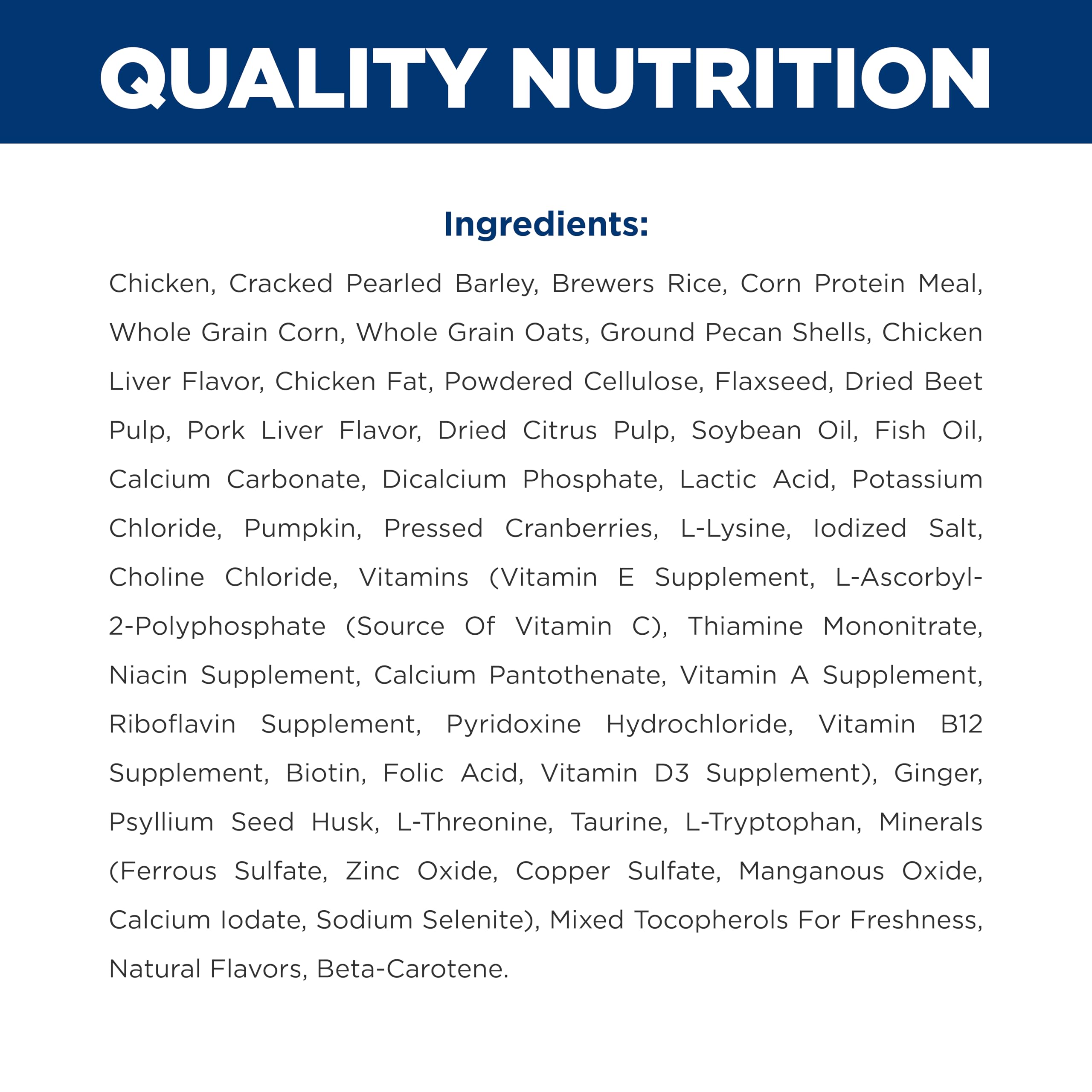 Hill's Prescription Diet label et composition affiche informations nutritionnelles claires