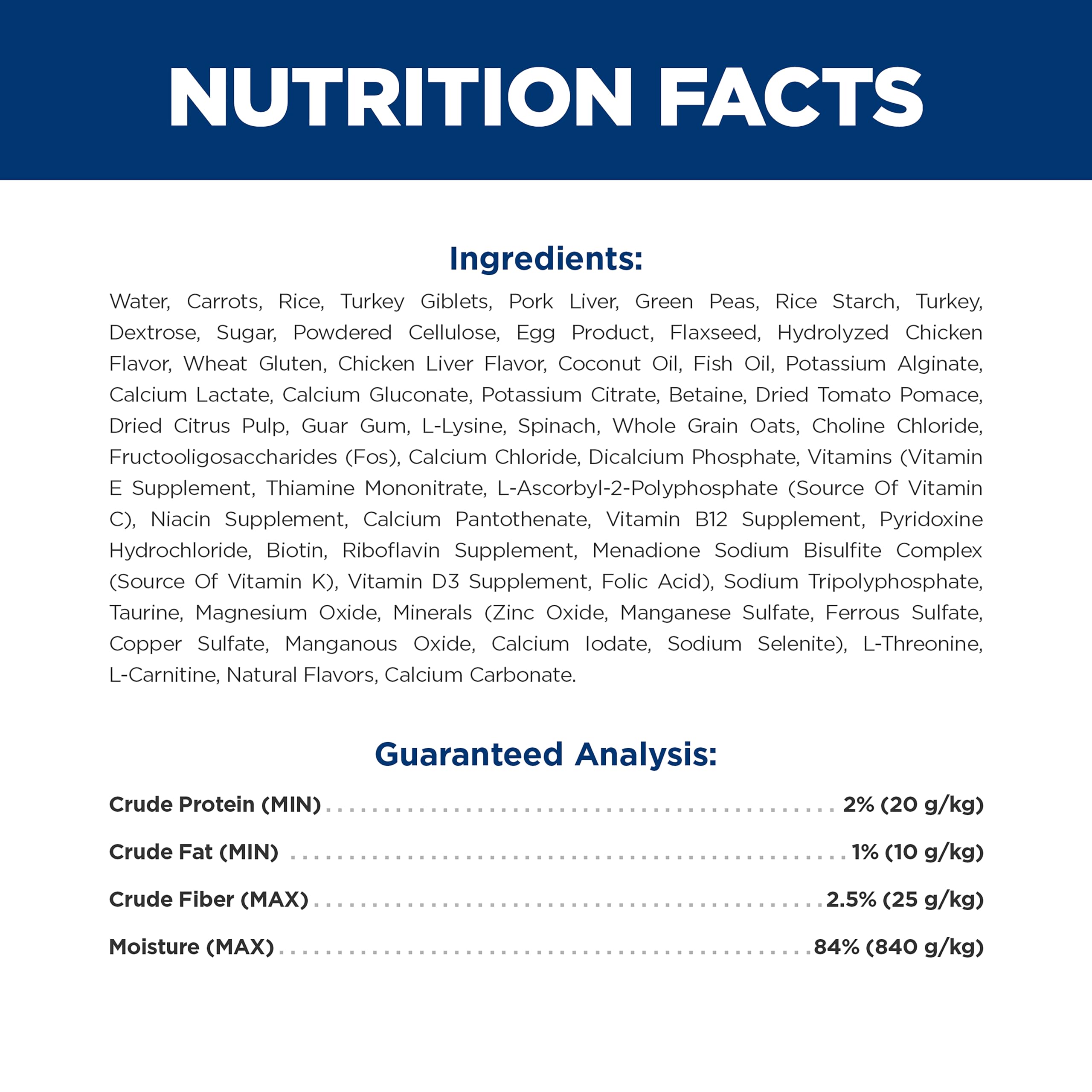 Hill's Prescription Diet étiquette ingrédients mettant en avant formulation contrôlée