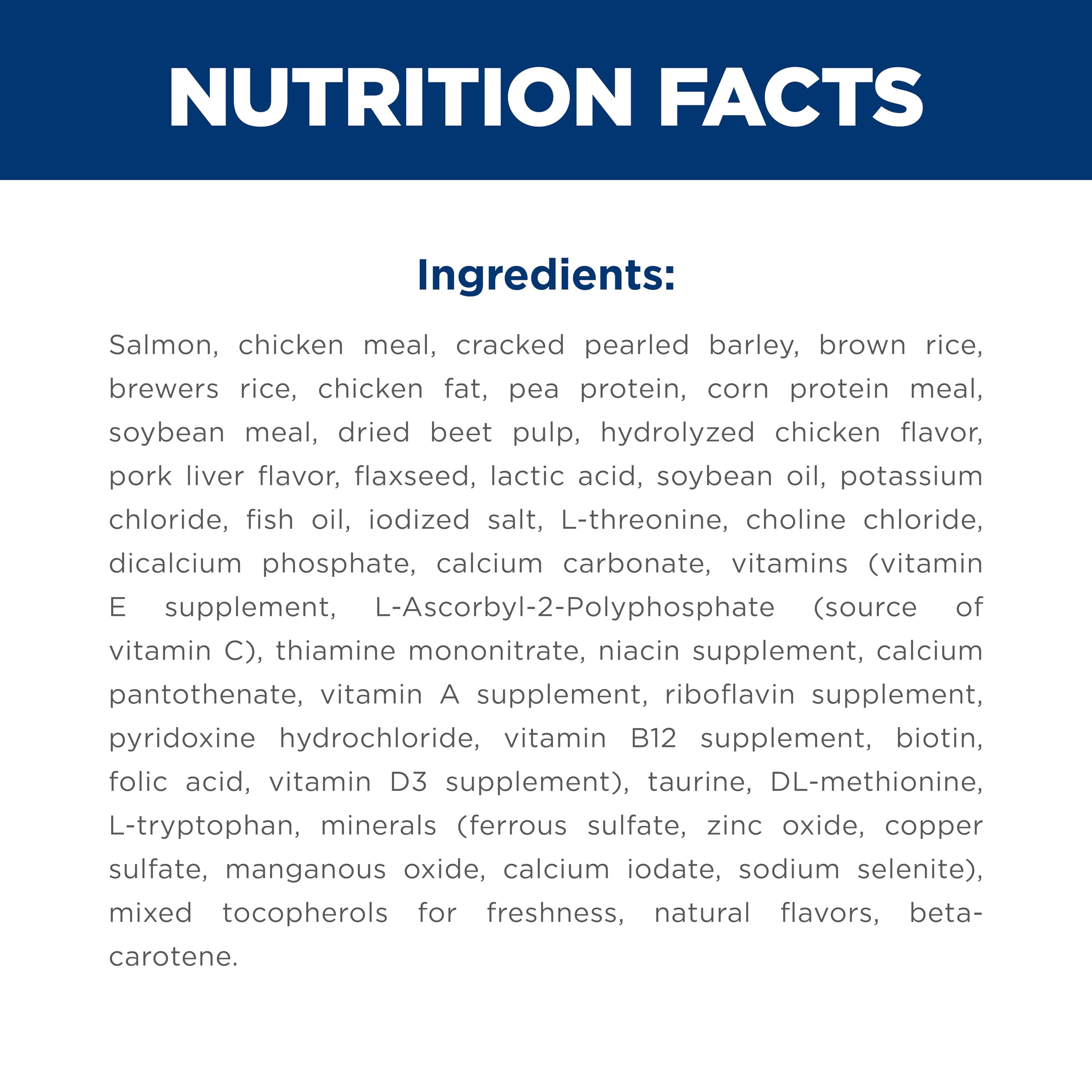 Hill's Science Diet étiquette nutritionnelle détail des vitamines
