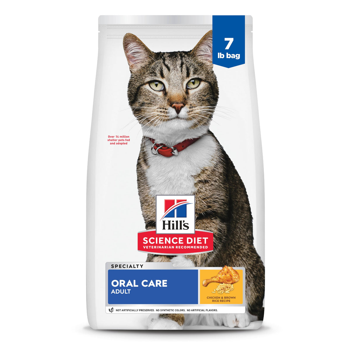 Hill's Science Diet emballage avant présentant la recette orale et avantage nettoyage dentaire
