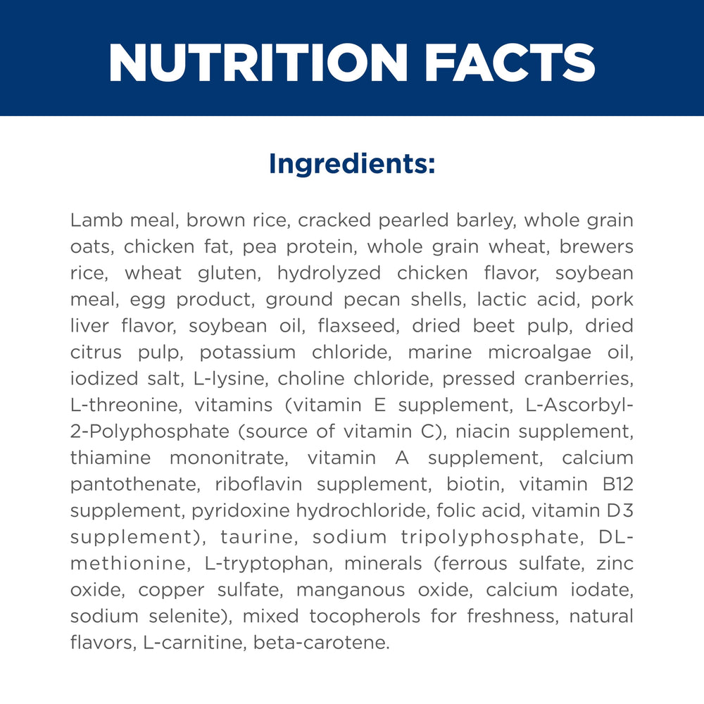 Hill's Science Diet étiquette nutritionnelle affichant minéraux équilibrés