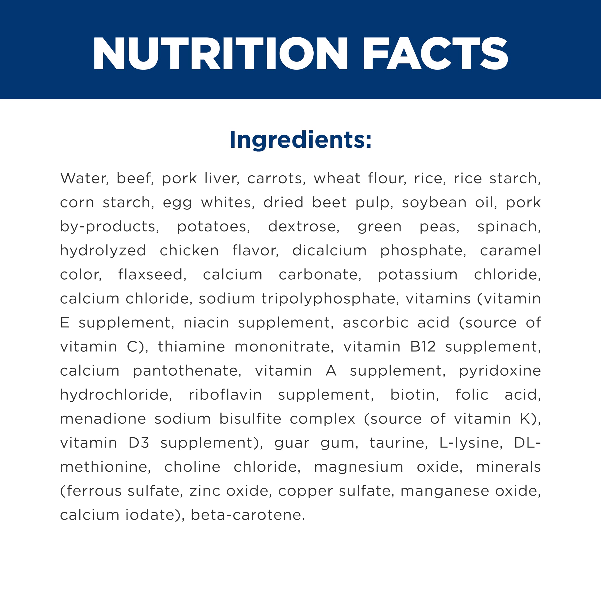 Hill's Science Diet étiquette nutritionnelle indiquant composition précise
