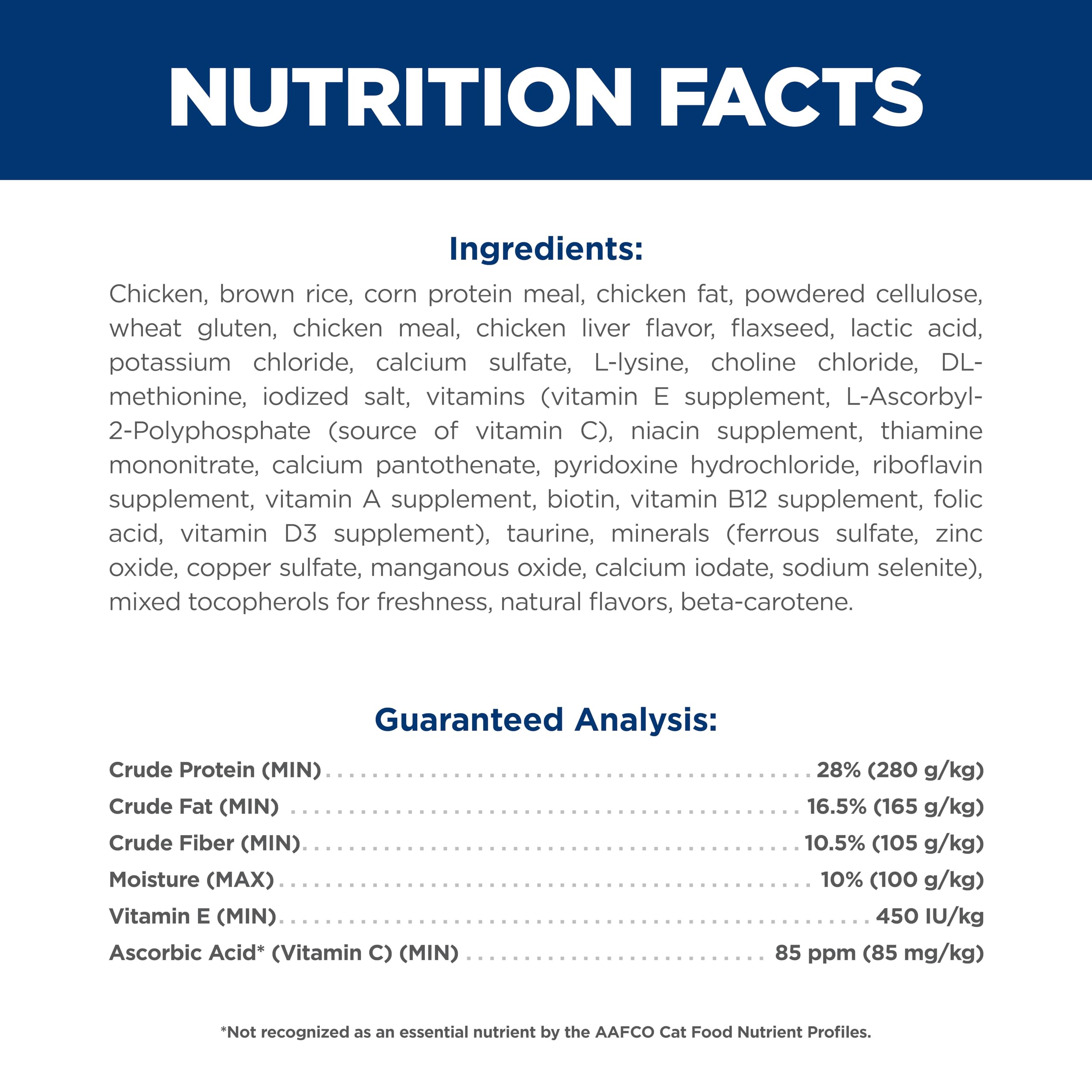 Étiquette Hill's Science Diet affichant valeurs nutritionnelles et ingrédients naturels clairs