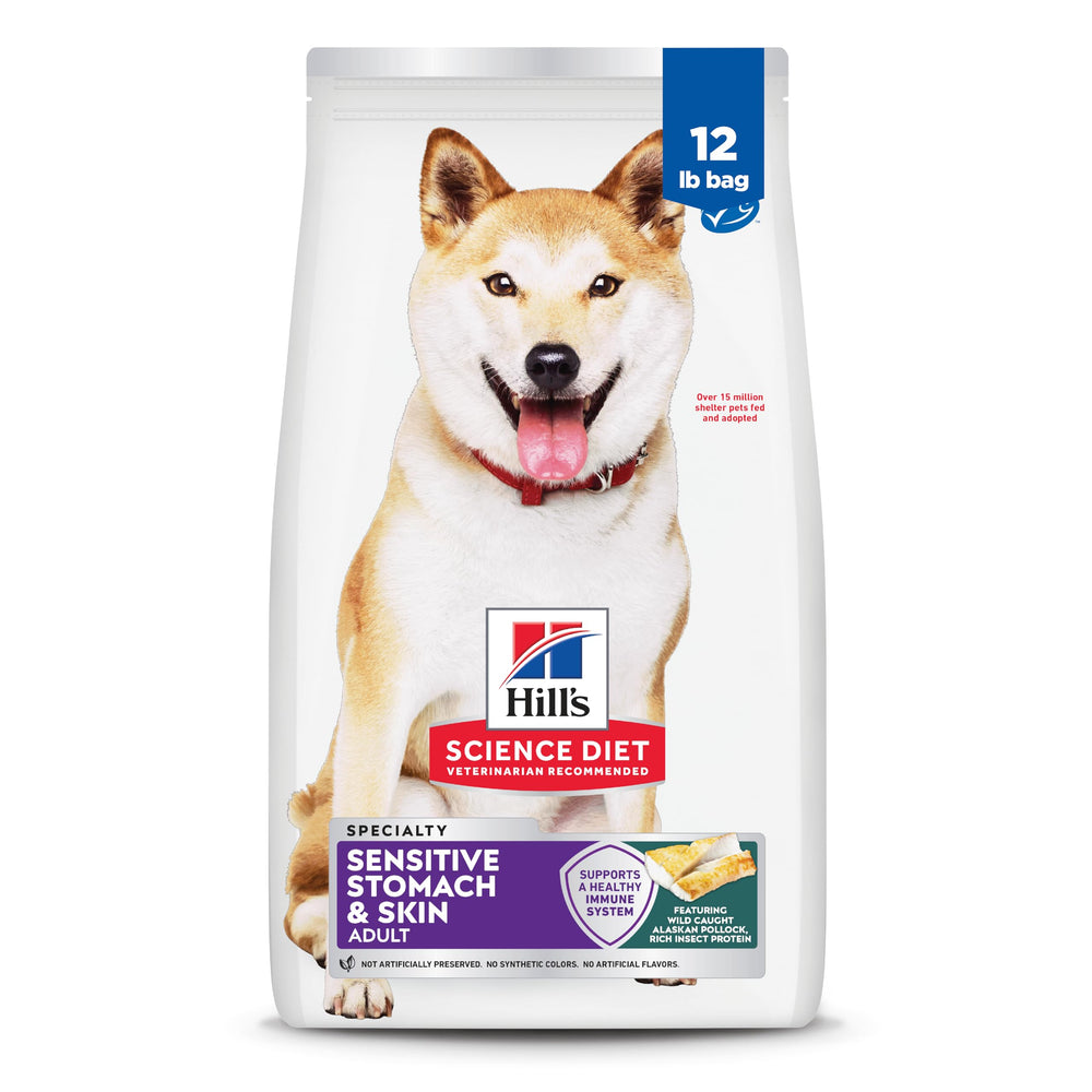 Hill's Science Diet sachet avant montrant la recette pour estomac sensible et peau