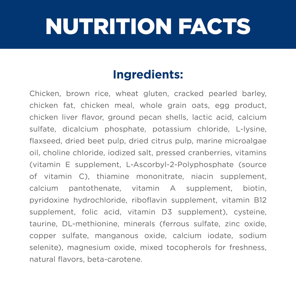 Hill's Science Diet croquettes à côté d'une règle pour comparaison de taille précise