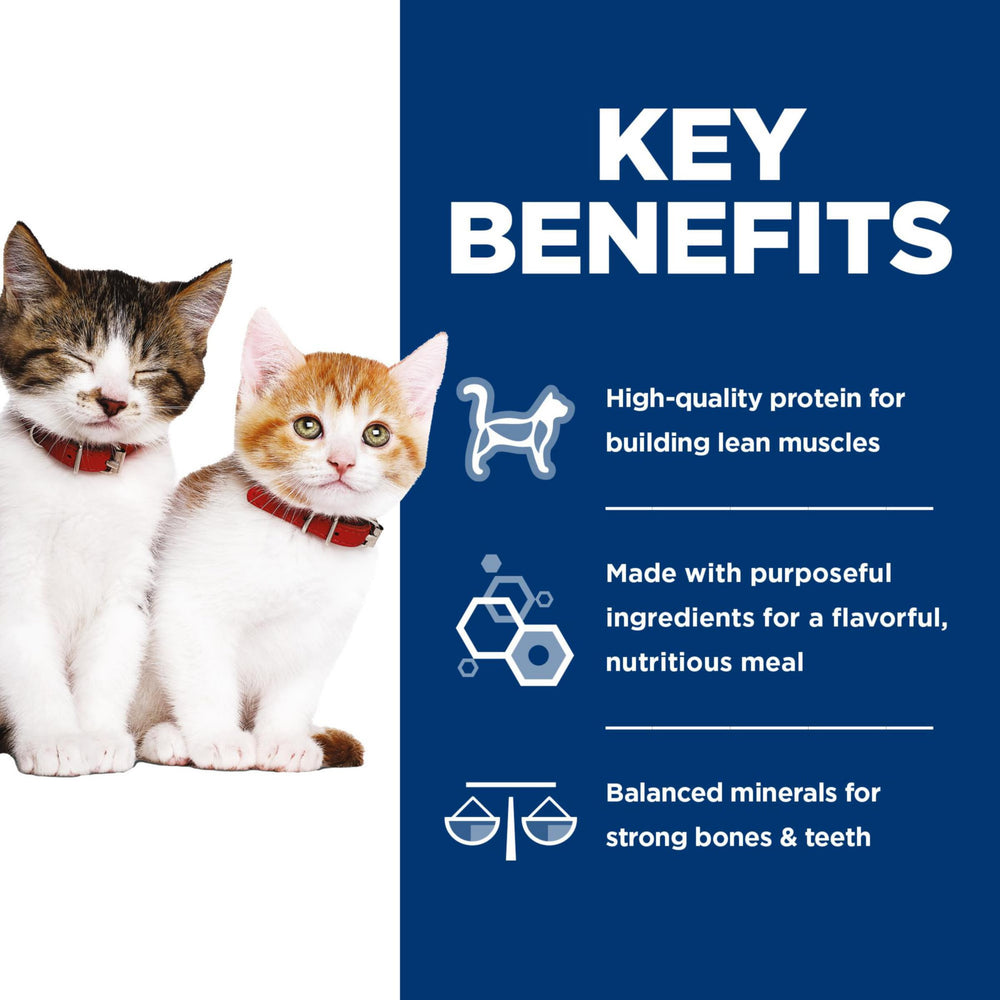 Hill's Science Diet gros plan sur la texture hachée, facilité de mastication pour chatons