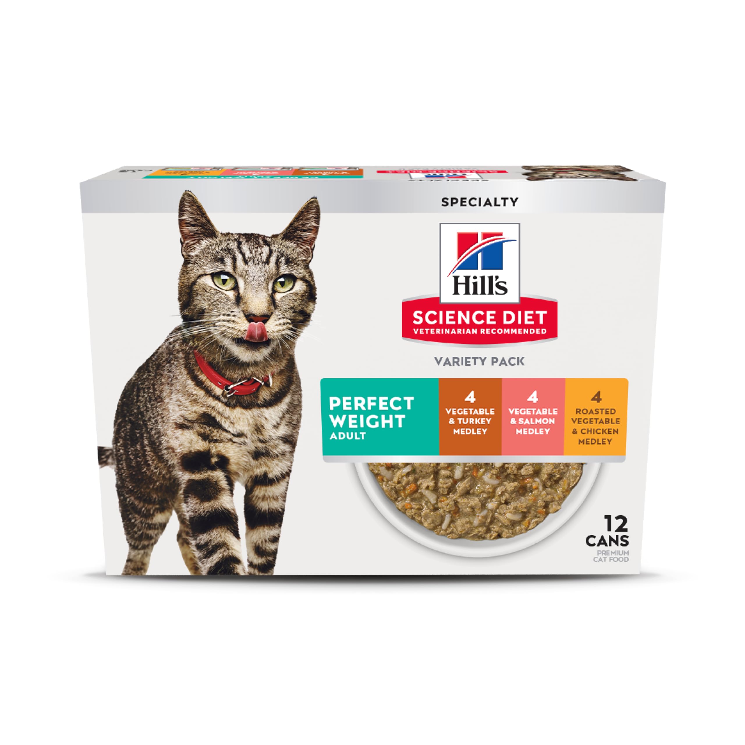 Hill's Science Diet emballage avant montrant le pack varié et le bénéfice contrôle du poids