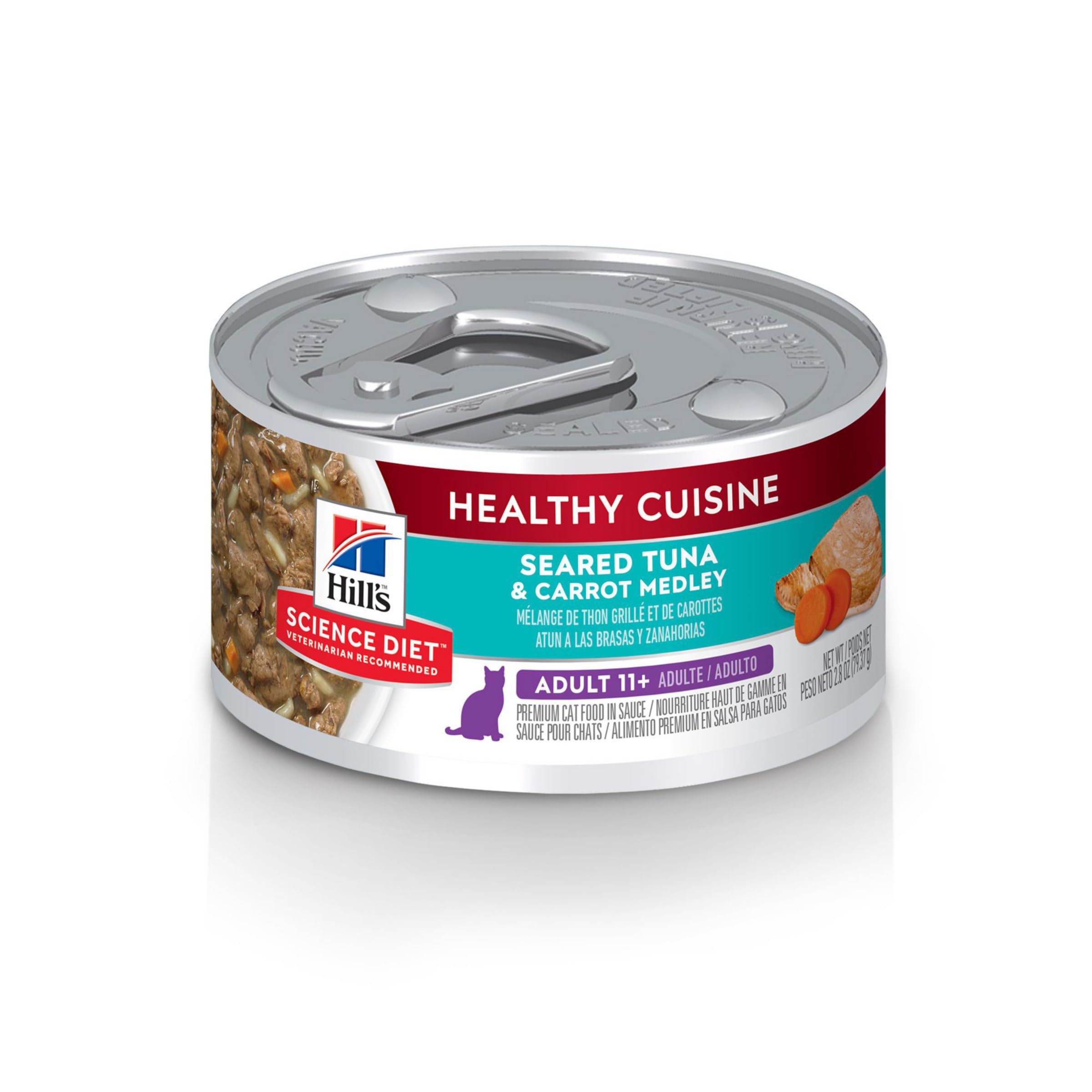 Hill's Science Diet emballage avant montrant recette senior et bénéfice nutritionnel