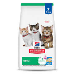 Hill's Science Diet emballage avant montrant la recette pour chaton et les bénéfices