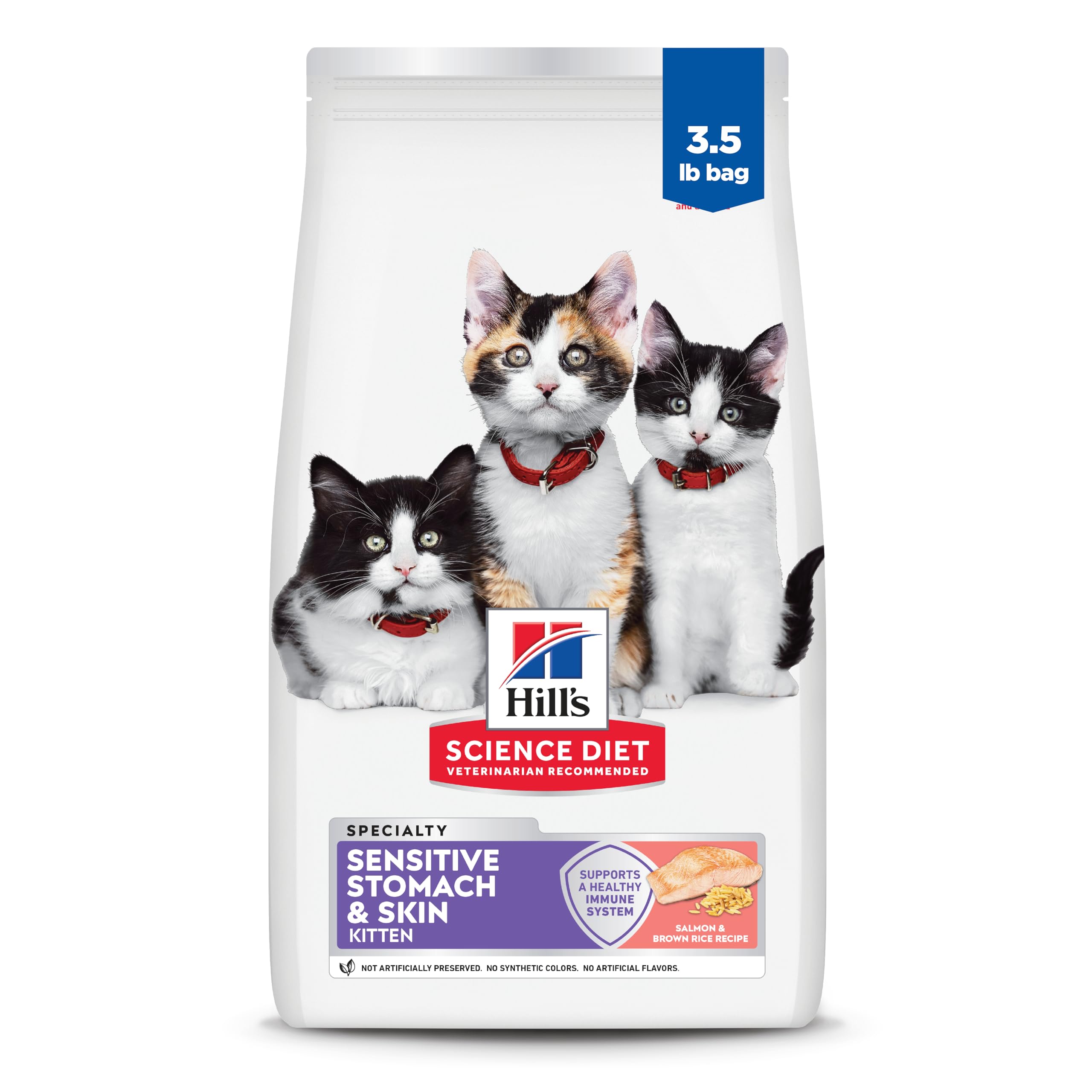 Hill's Science Diet paquet avant montrant la recette chaton et bénéfice digestif