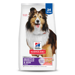 Hill's Science Diet paquet avant montrant la recette pour digestion sensible et peau