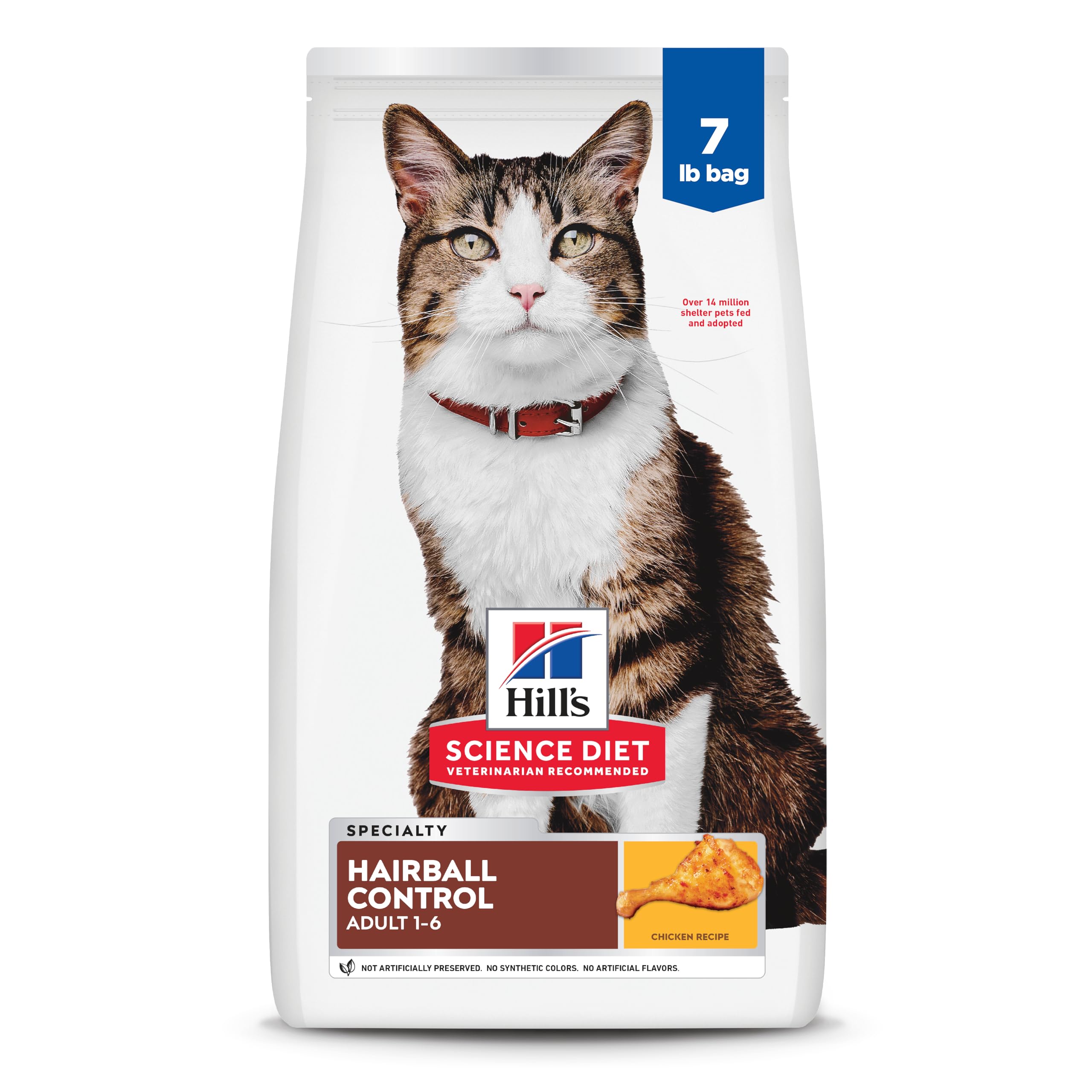 Hill's Science Diet paquet devant montrant la recette Hairball Control pour confort digestif