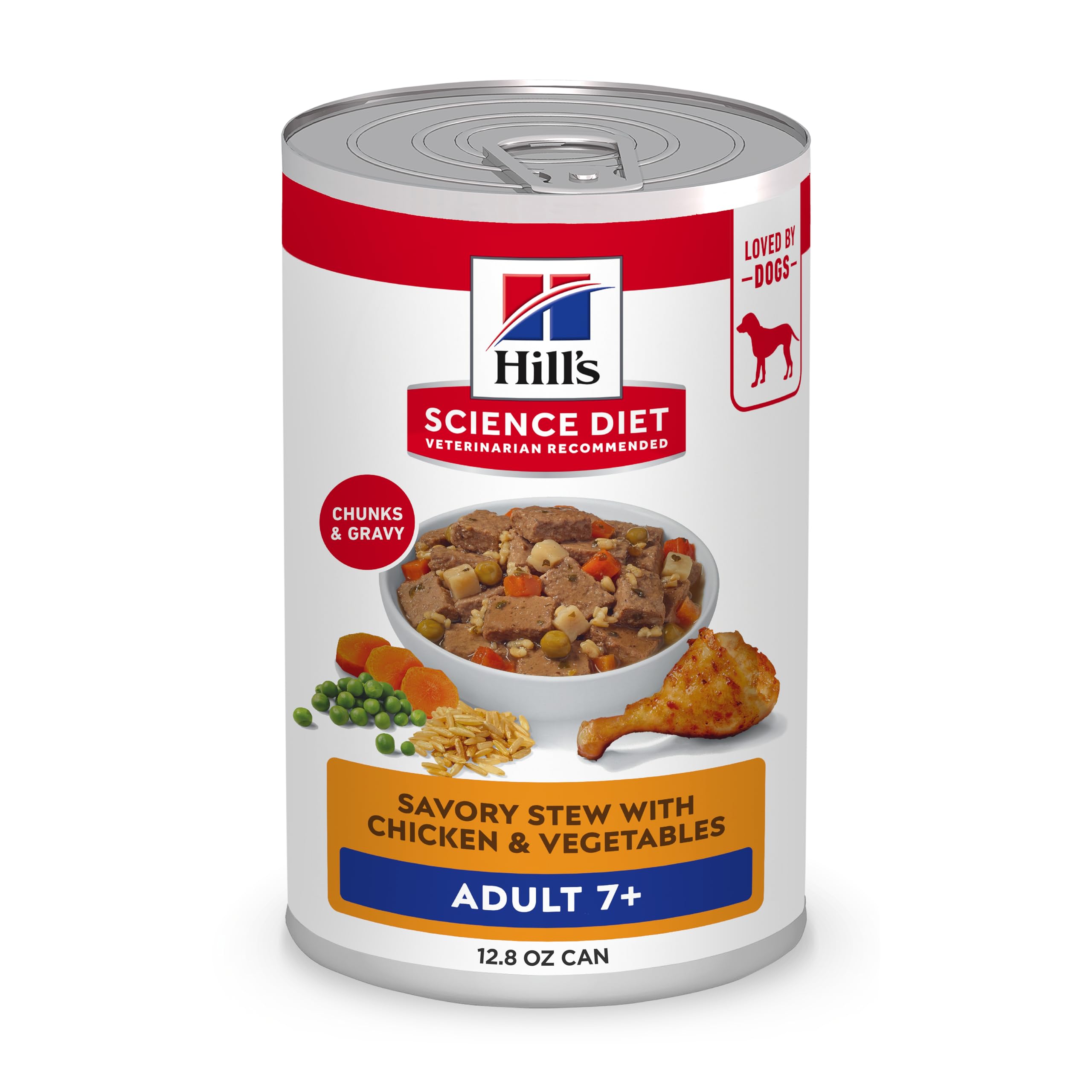 Hill's Science Diet boîte frontale montrant la pâtée pour chiens seniors, appétence garantie