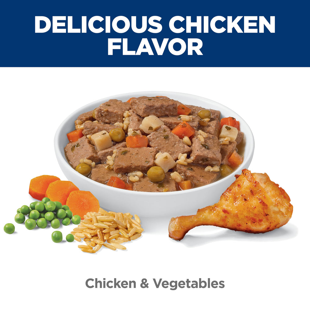 Hill's Science Diet pâtée servie en gamelle, poulet et légumes attirent l'appétit