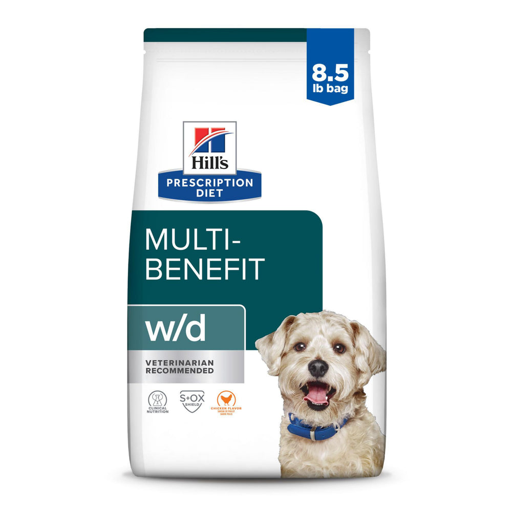 Hill's PRESCRIPTION DIET emballage face montrant la formule w/d bénéfices multiples
