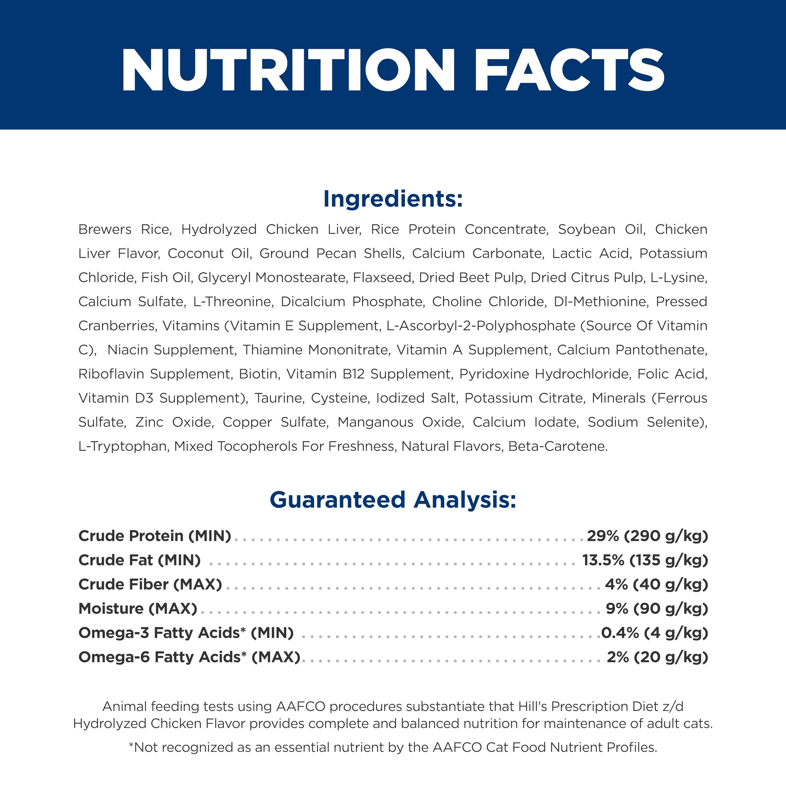 Hill's Prescription Diet étiquette nutritionnelle indiquant minéraux contrôlés