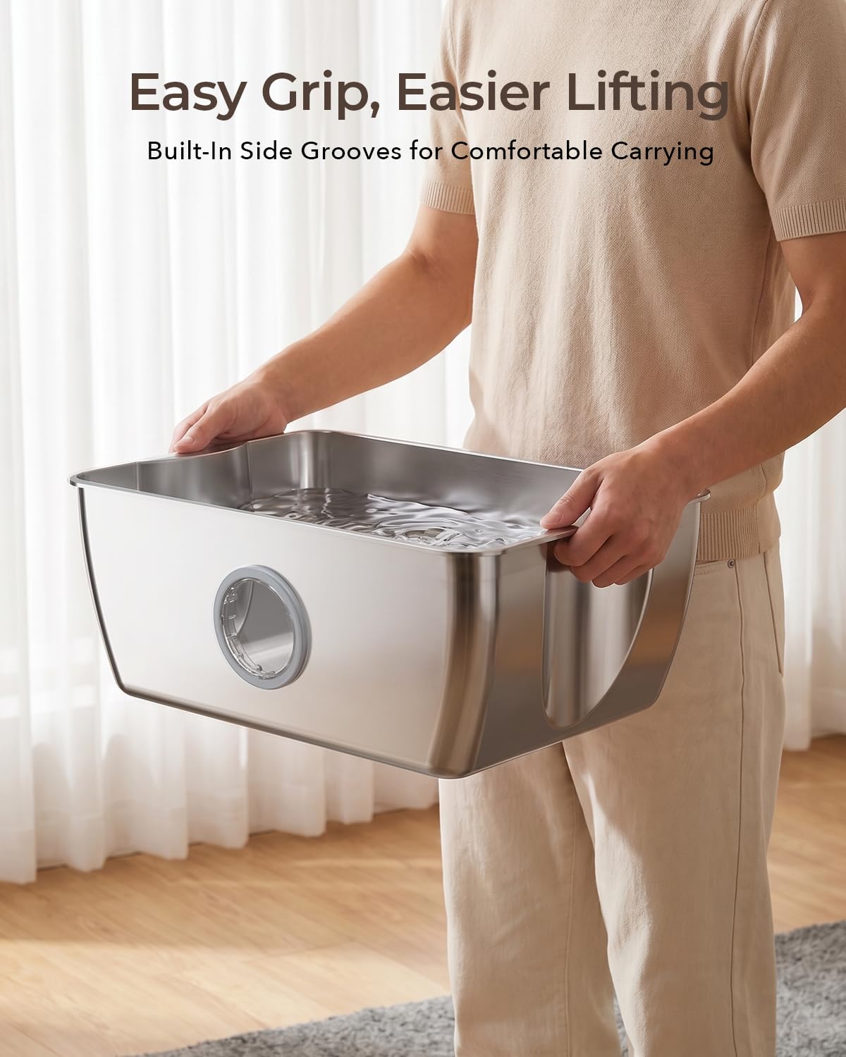 HINTON grand chien buvant confortablement démontrant ergonomie utilisateur