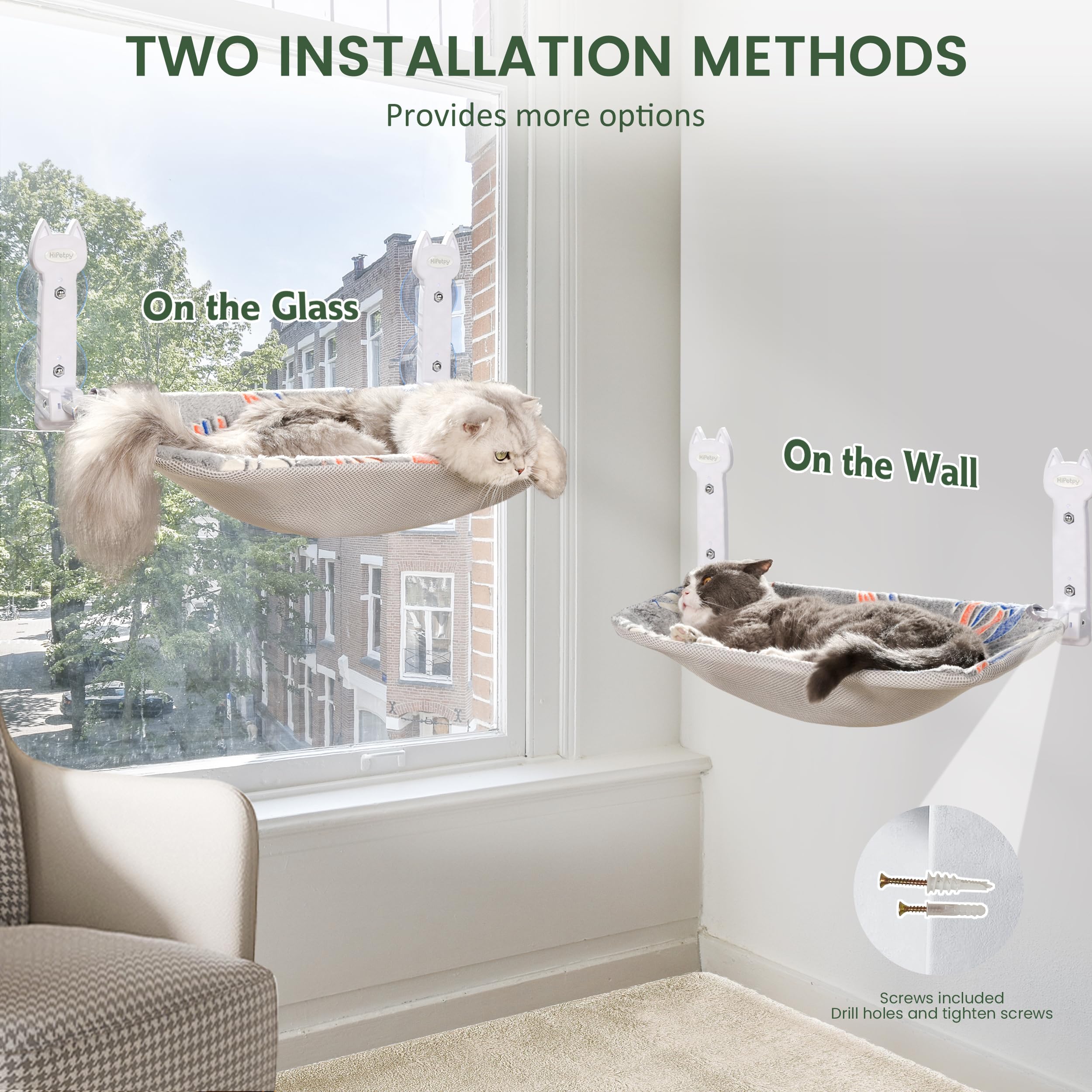 HiPetpy kit fixation avec ventouses et vis, installation flexible