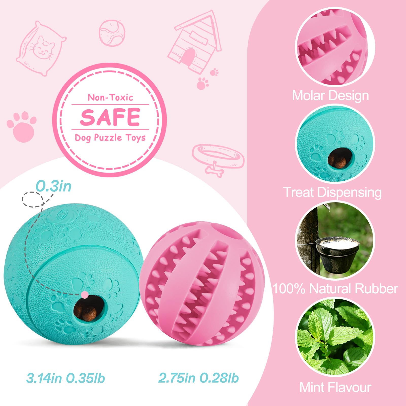 HIPPIH balle rose gros plan montrant texture et nettoyage facile