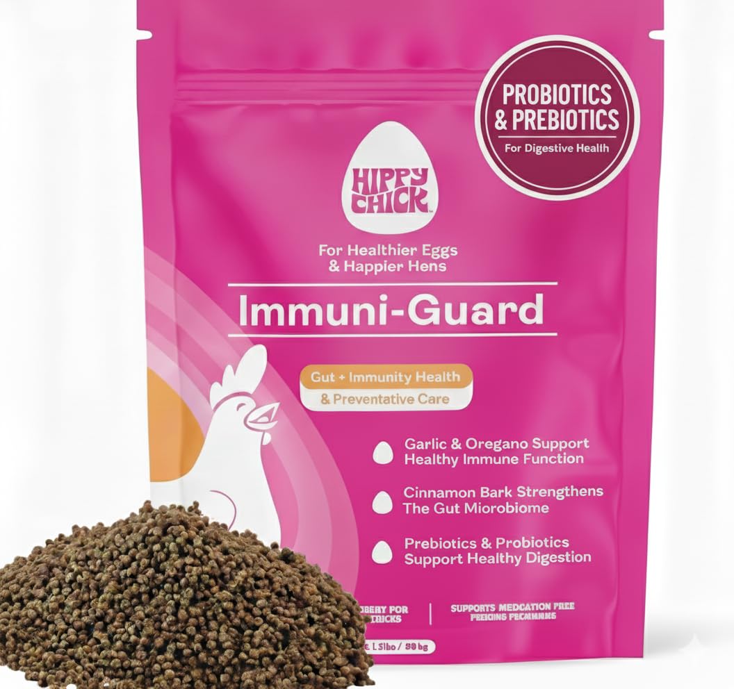 Hippy Chick emballage Immuni-Guard devant montrant produit utile pour troupeau