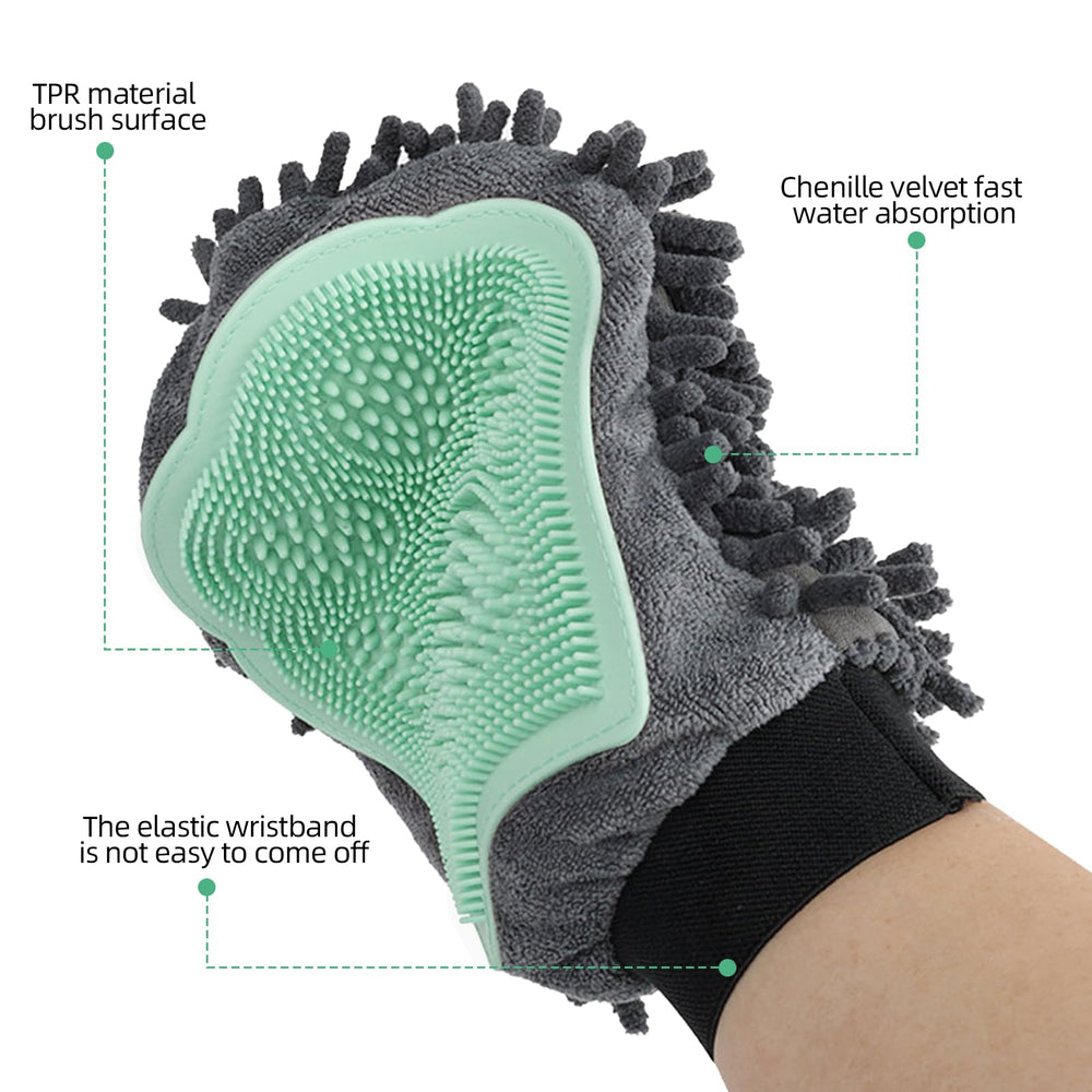 Gant Histotree face en chenille absorbante pour sécher et retenir les poils