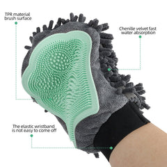 Gant Histotree face en chenille absorbante pour sécher et retenir les poils