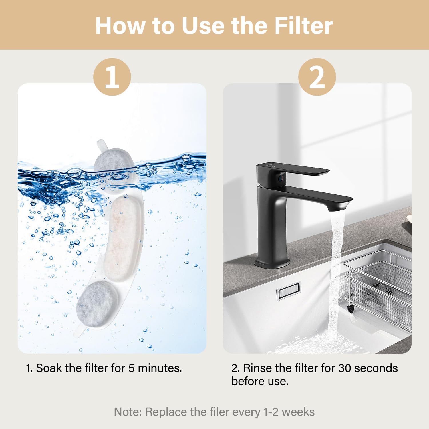 HOETEK filtre en place dans la fontaine smartoo 7L illustrant une eau claire et débit optimal