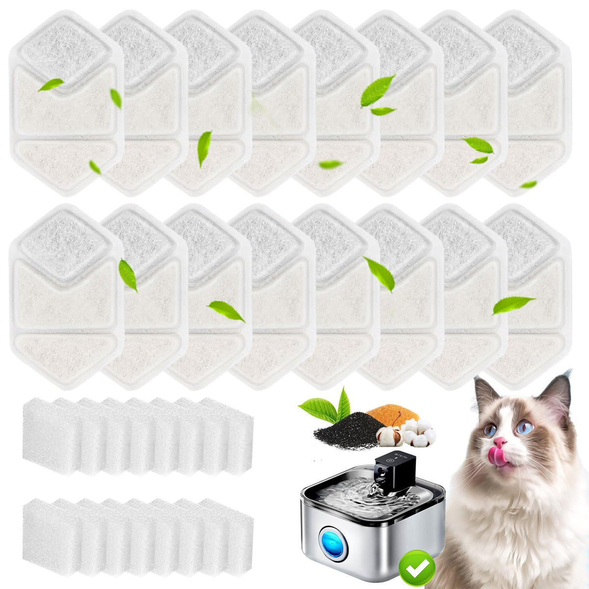 HOETEK emballage avant montrant 16 filtres et 16 éponges pour remplacement rapide