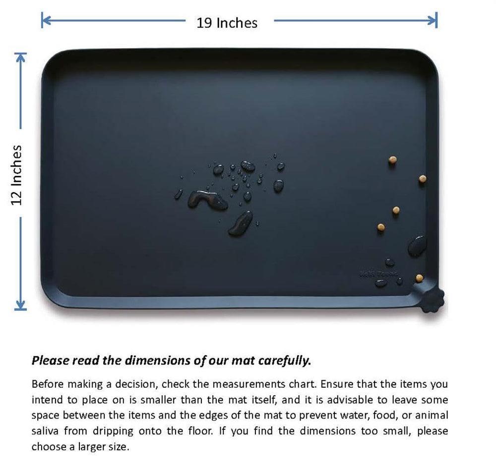Hoki Found tapis en usage avec bols d'eau et croquettes sans fuite