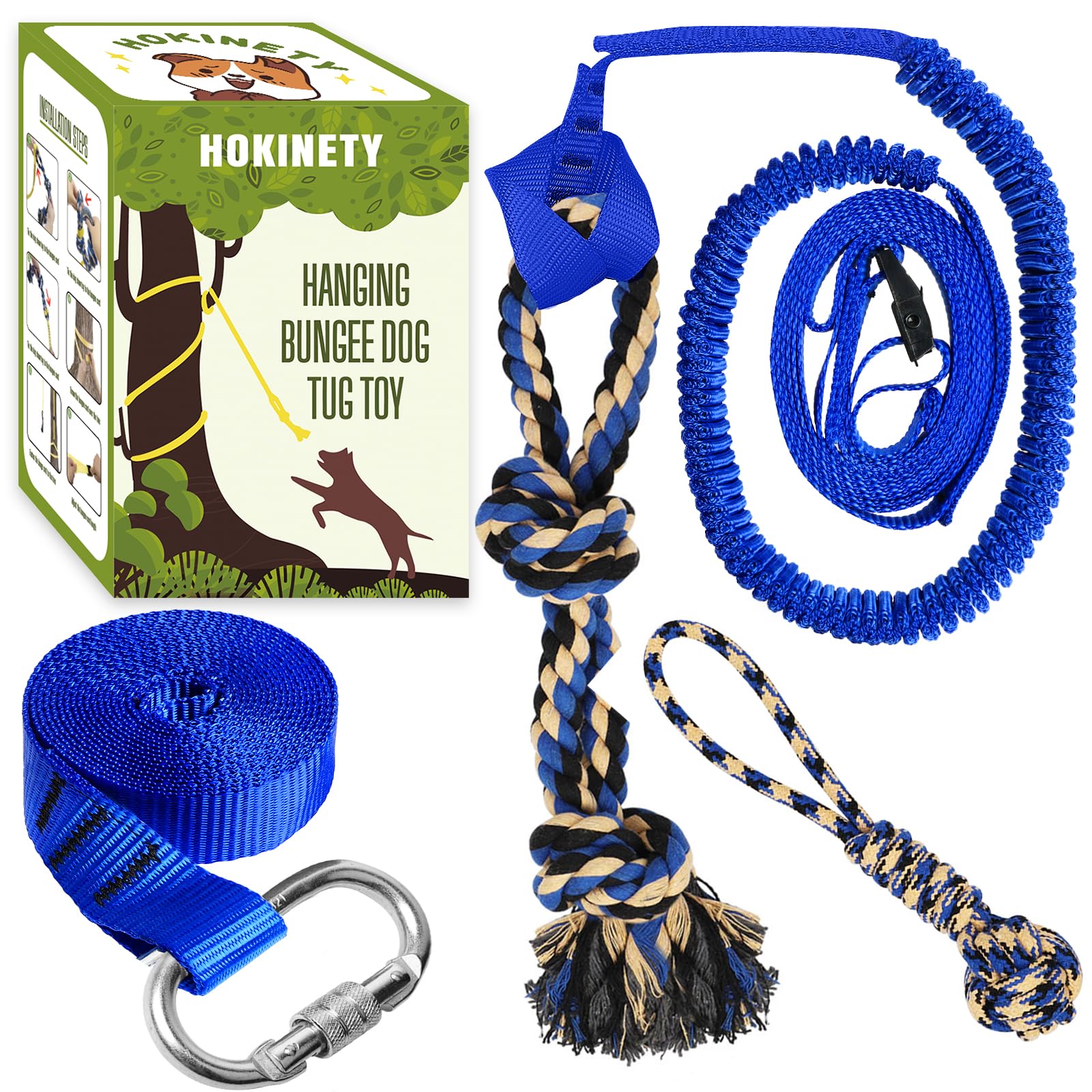 HOKINETY vue avant du jouet bungee prêt à suspendre, durable et pratique