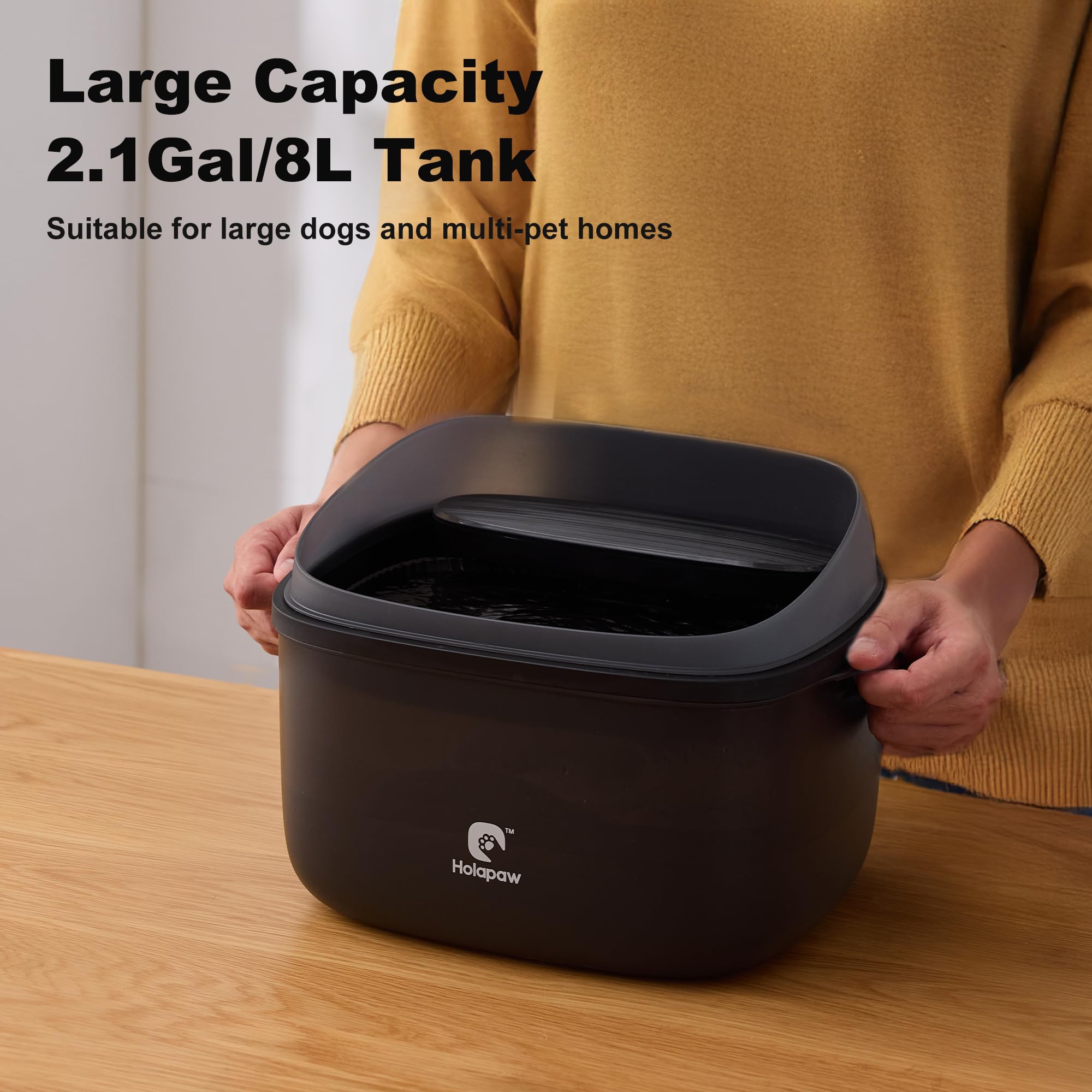 HOLAPAW vue supérieure du réservoir semi-transparent pour contrôle du niveau