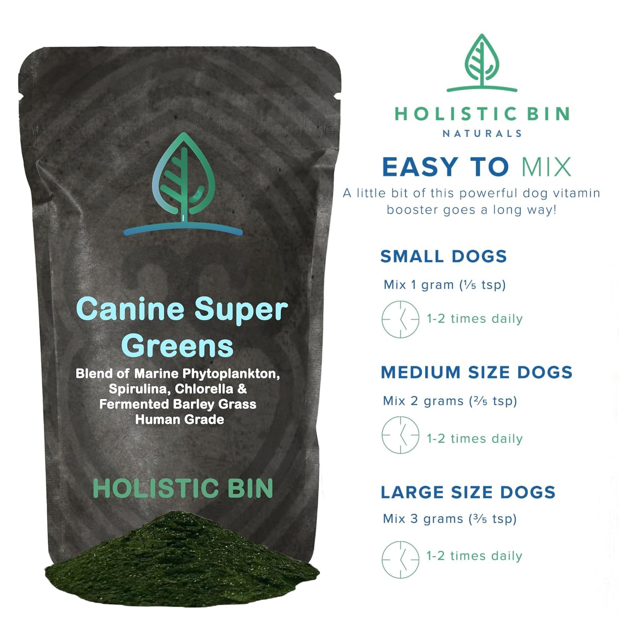 Holistic Bin cuillère doseuse illustrant dosage précis et facilité d'utilisation