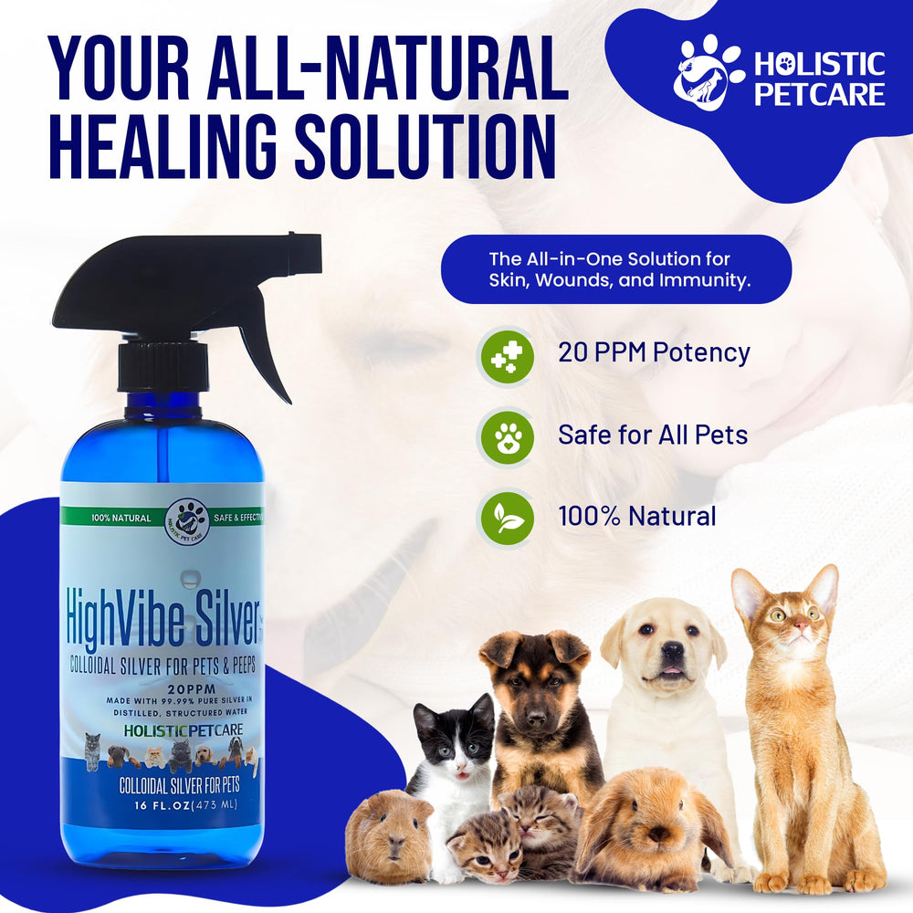 HOLISTIC PET CARE étiquette en gros plan affichant la concentration 20 PPM