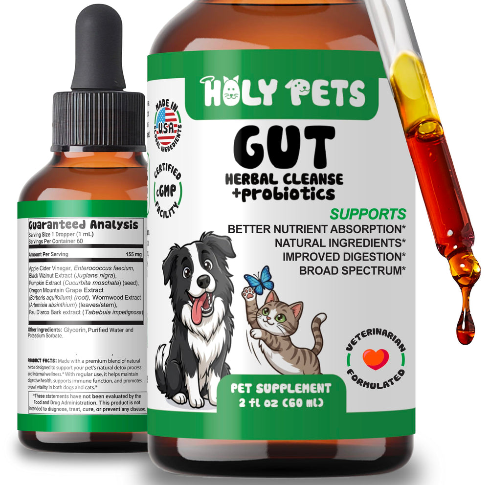 Holy Pets flacon avant montrant l'emballage et facilité d'utilisation