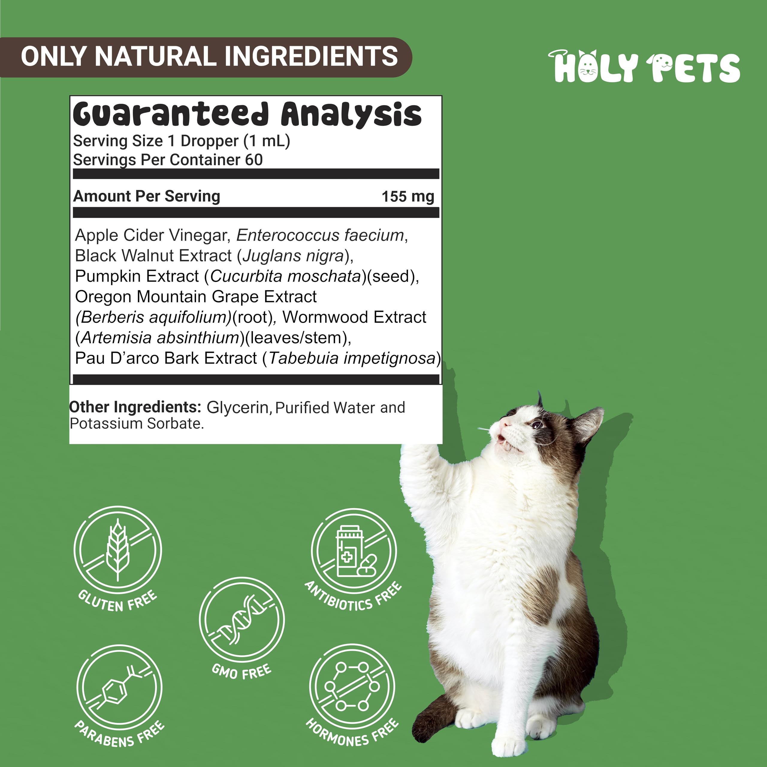 Holy Pets flacon à l'échelle montrant taille 59 ml pour manipulation aisée
