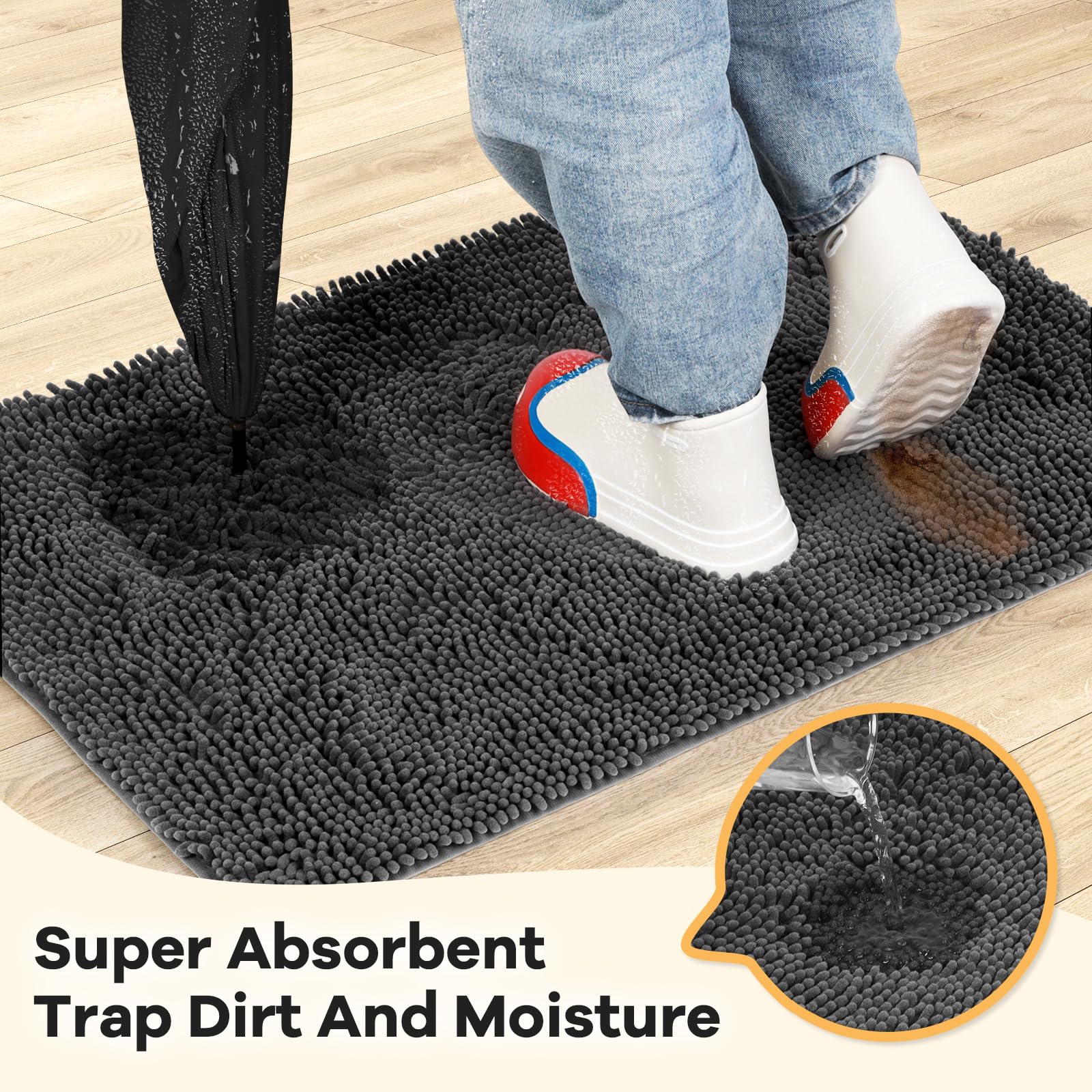 HOMEK gros plan chenille absorbante montrant texture douce et rétention