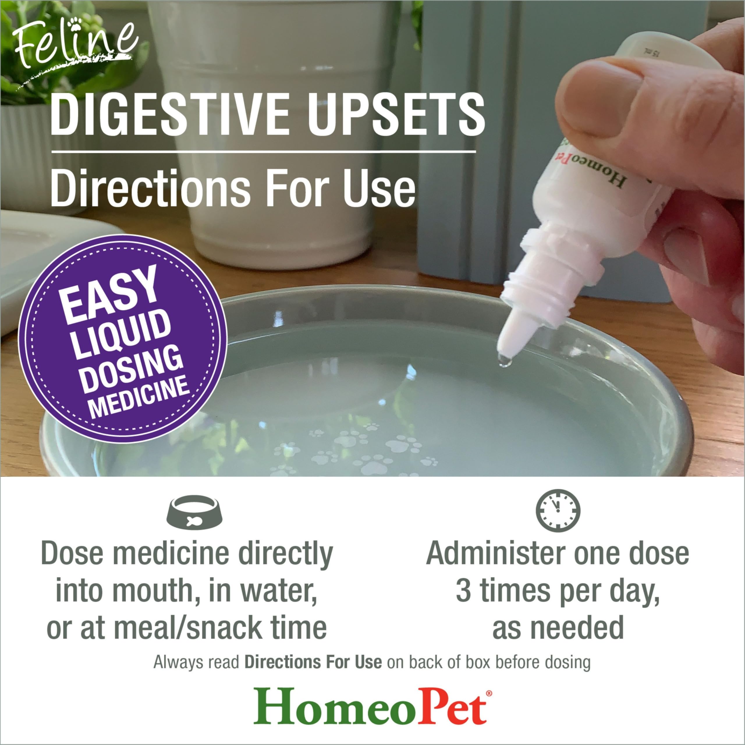 HomeoPet flacon 15 ml à côté d’un objet pour référence de taille pratique
