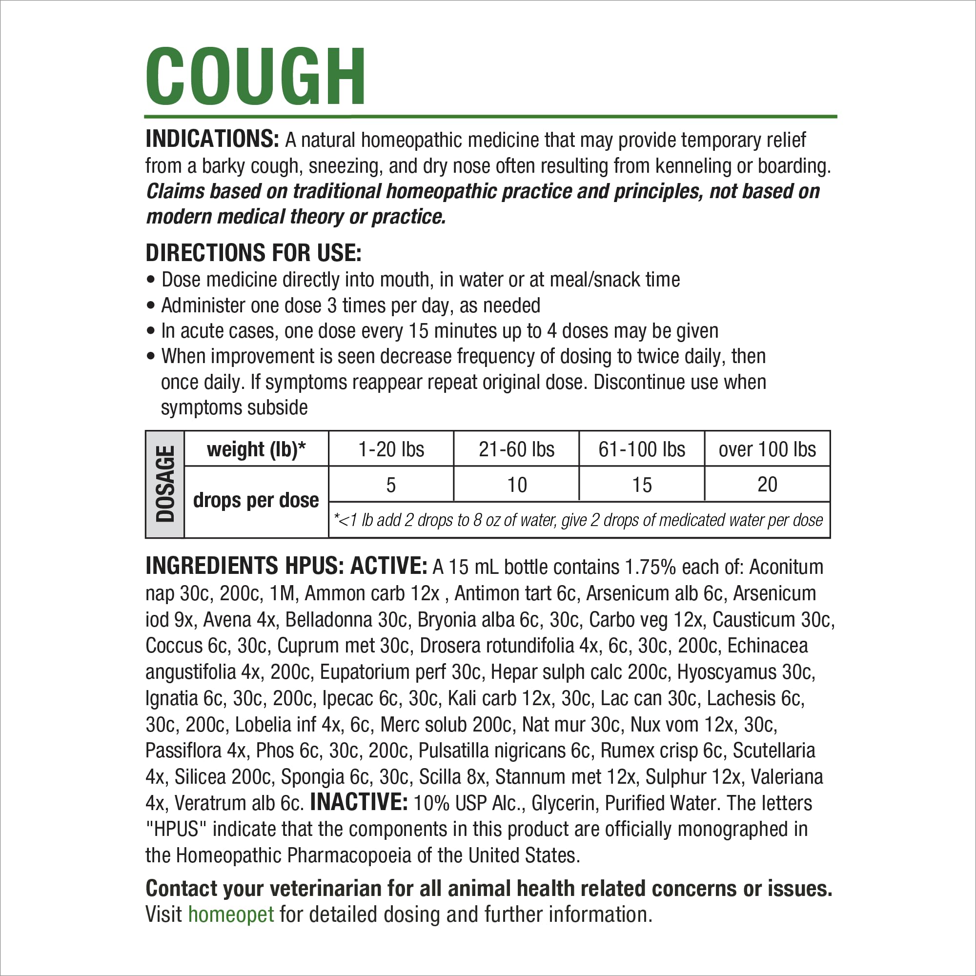 Chat recevant HomeoPet Cough illustrant confort respiratoire temporaire