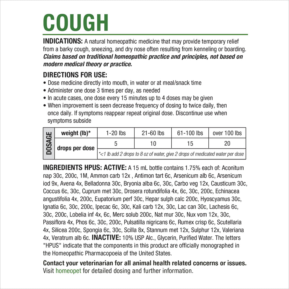 Chat recevant HomeoPet Cough illustrant confort respiratoire temporaire
