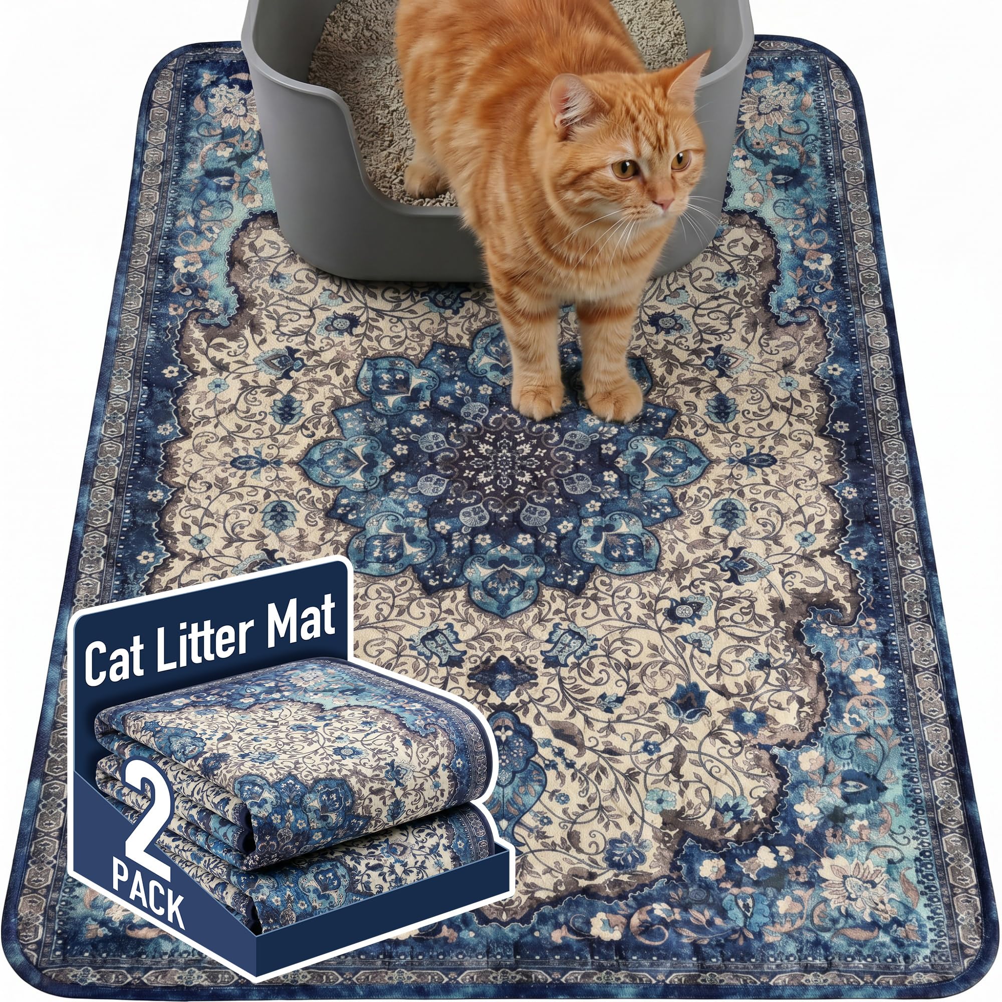 Hompet tapis vue avant emballé protège sol et capte litière