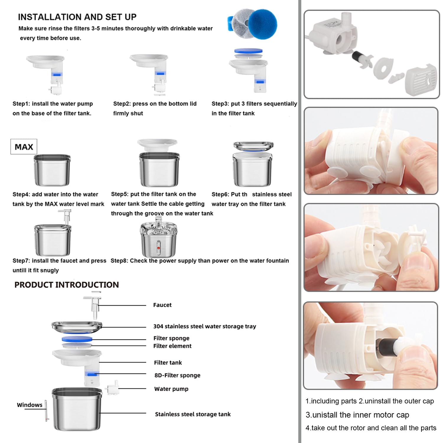Homtyler gros plan acier inoxydable 304 surface hygiénique et résistante