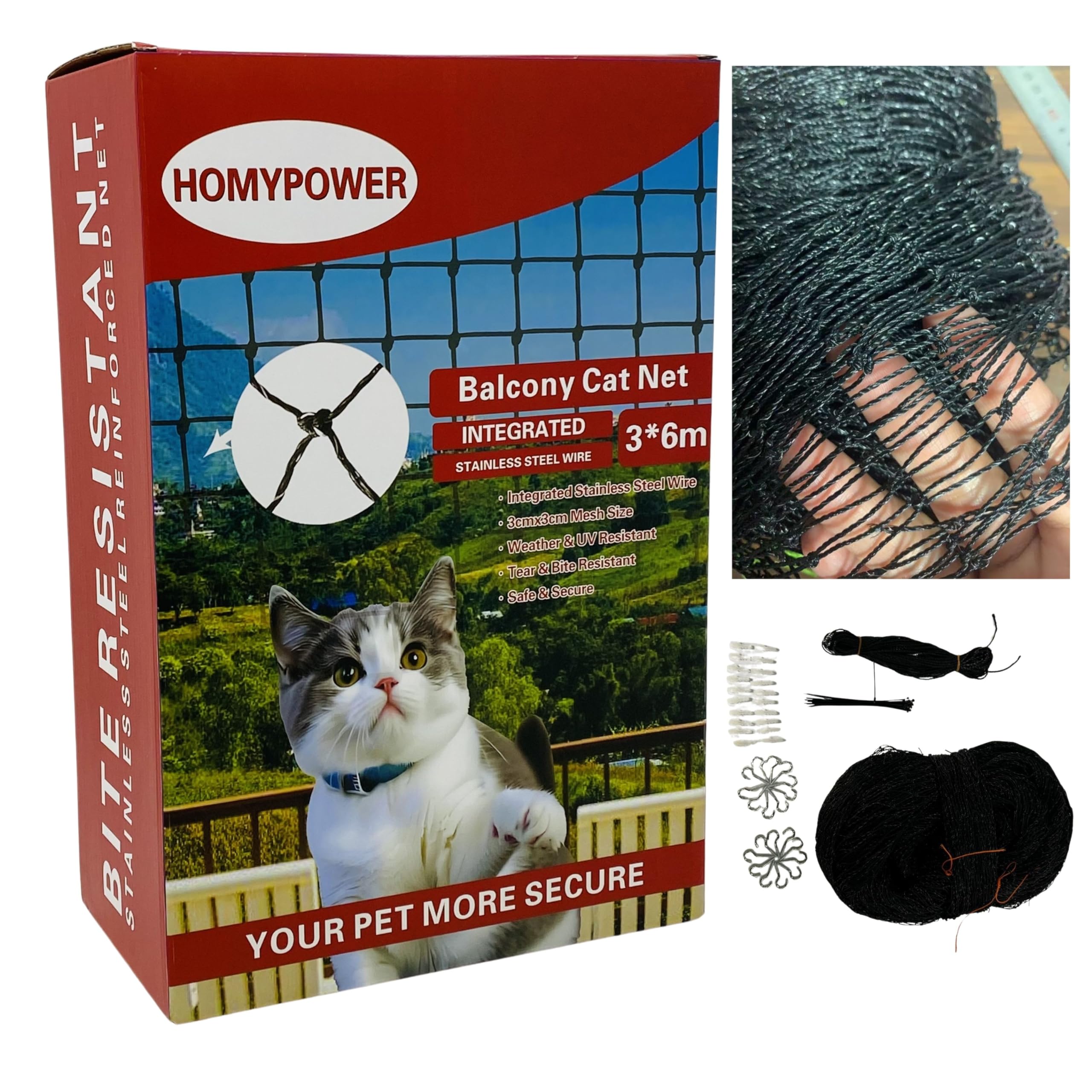 HOMYPOWER filet balcon face avant montrant protection sûre et discrète