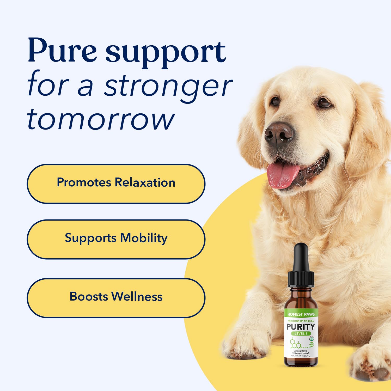 Honest Paws emballage ouvert vue dessus montrant le flacon complet