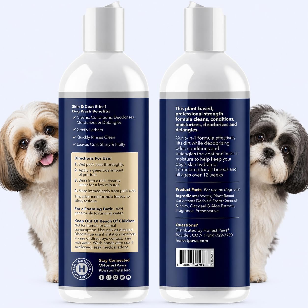 Honest Paws produit posé avec avoine et aloe, ingrédients apaisants et hydratants