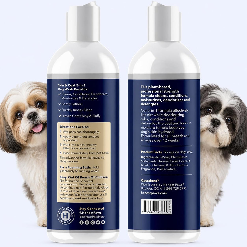 Honest Paws produit posé avec avoine et aloe, ingrédients apaisants et hydratants