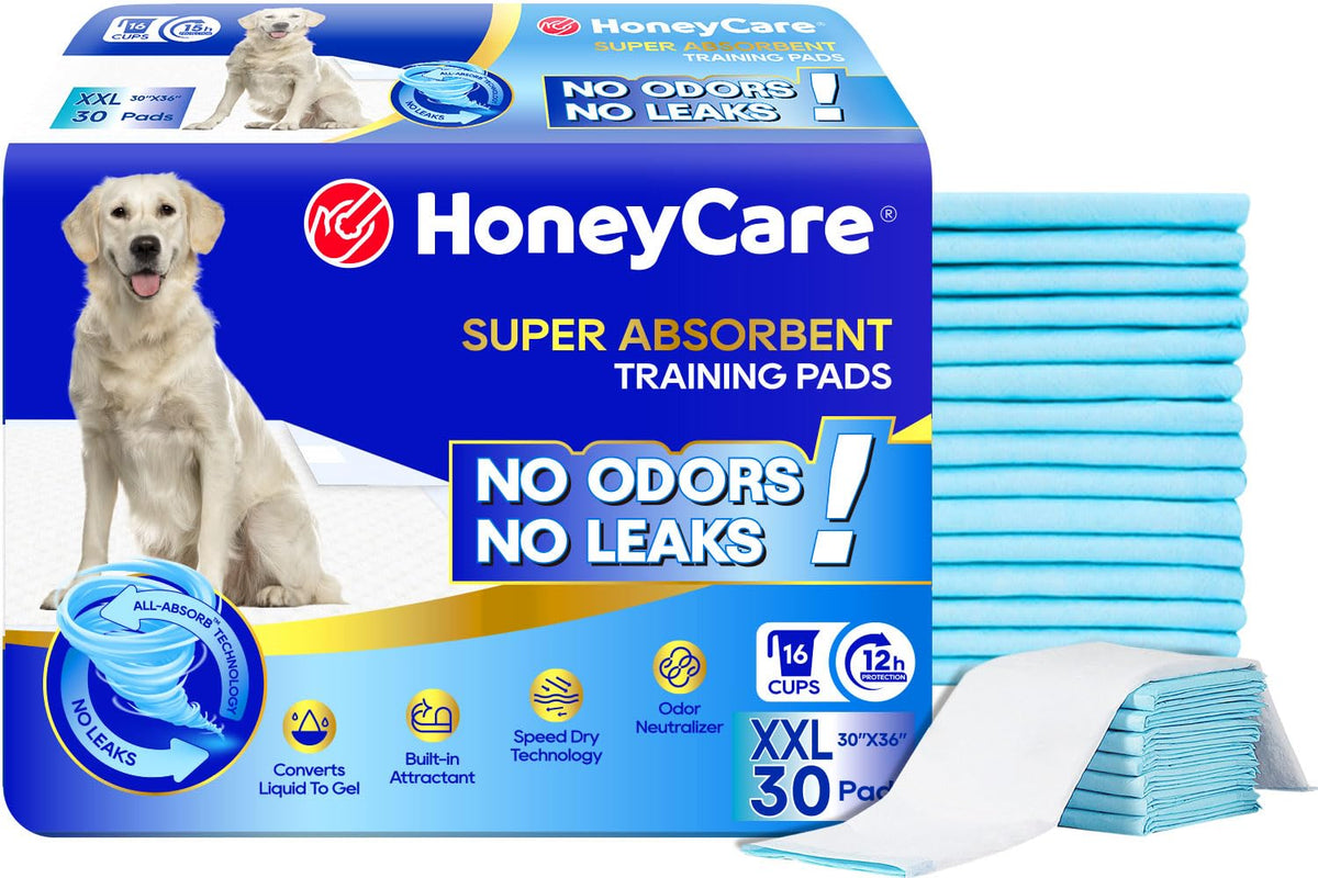 HONEY CARE emballage avant montrant 30 tapis, praticité pour stocker