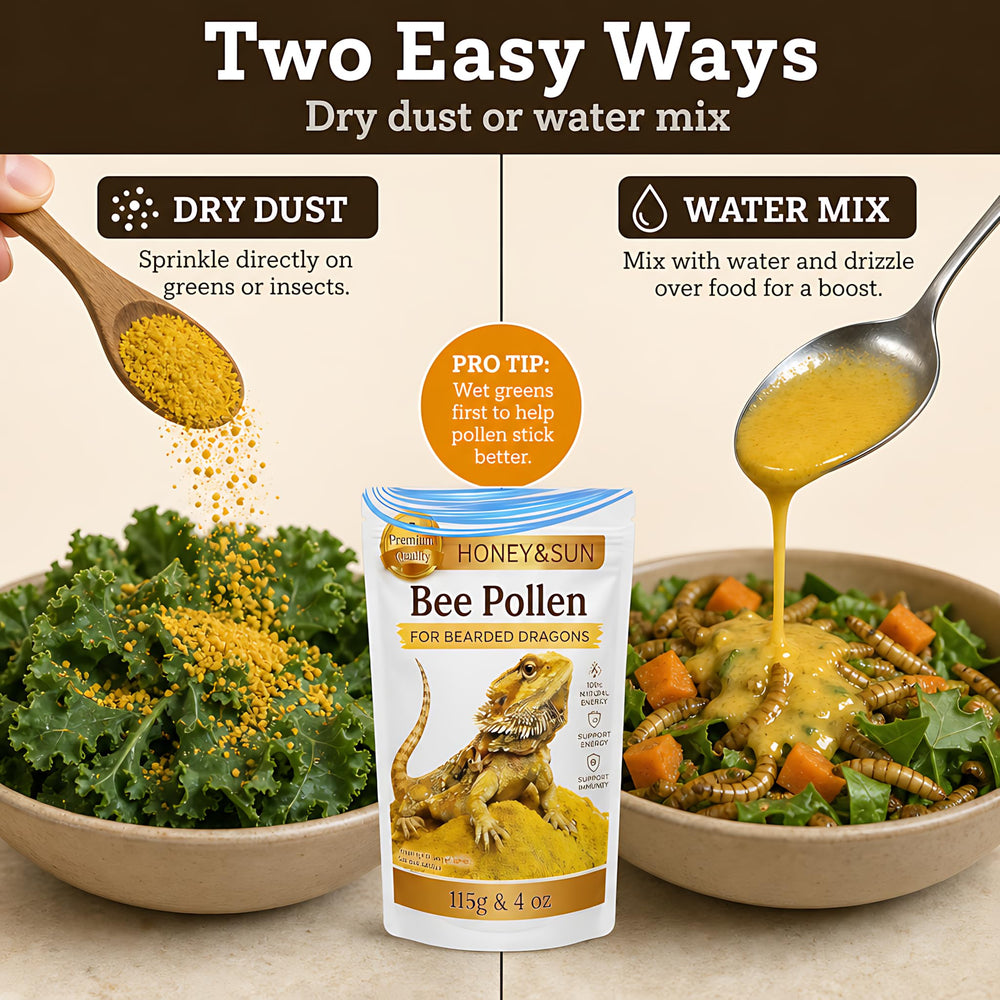 Cuillère contenant 1/4 de cuillère à café de pollen HONEY&SUN pour dosage précis et simple