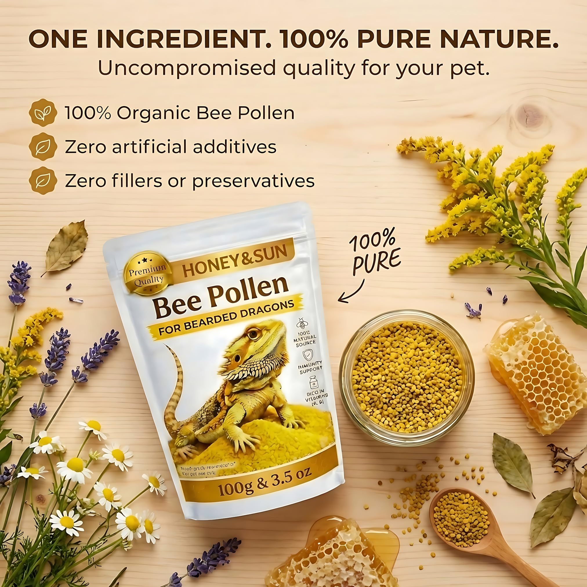 Paquet HONEY&SUN ouvert révélant la poudre, emballage refermable pour garder la fraîcheur
