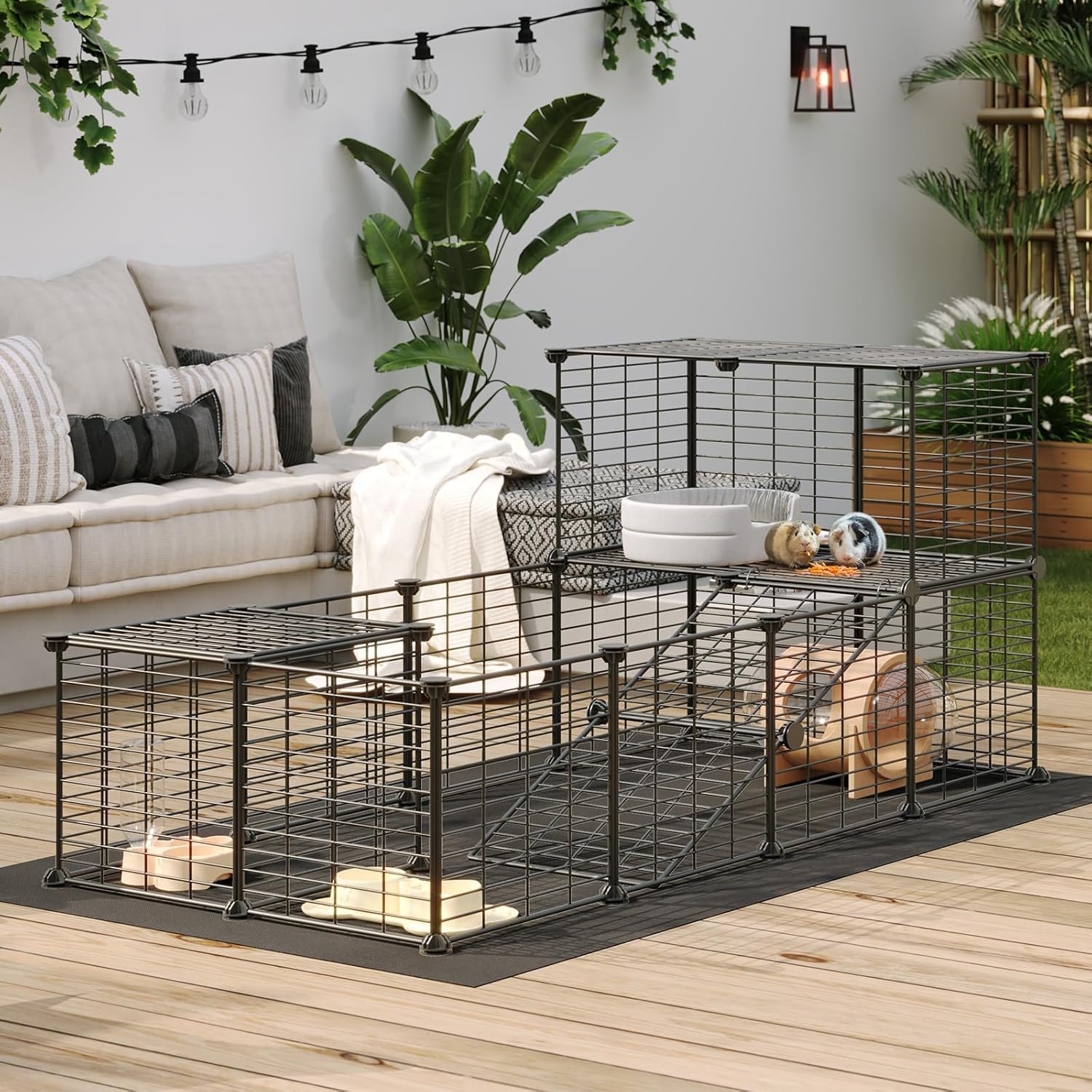 HOOBRO vue aérienne configuration en L démontrant modularité pratique