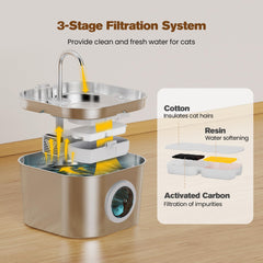 HOOISE fontaine gros plan acier inox 304 sans coutures pour nettoyage et longévité